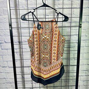 NWT By & By Boho Scarf Print Sleeveless Blouse - Size Small